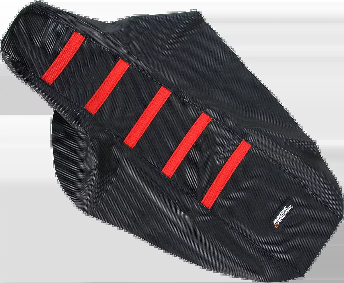 Ribbed Seat Cover - Black Cover/Red Ribs - Honda CR80/85 '96-'07